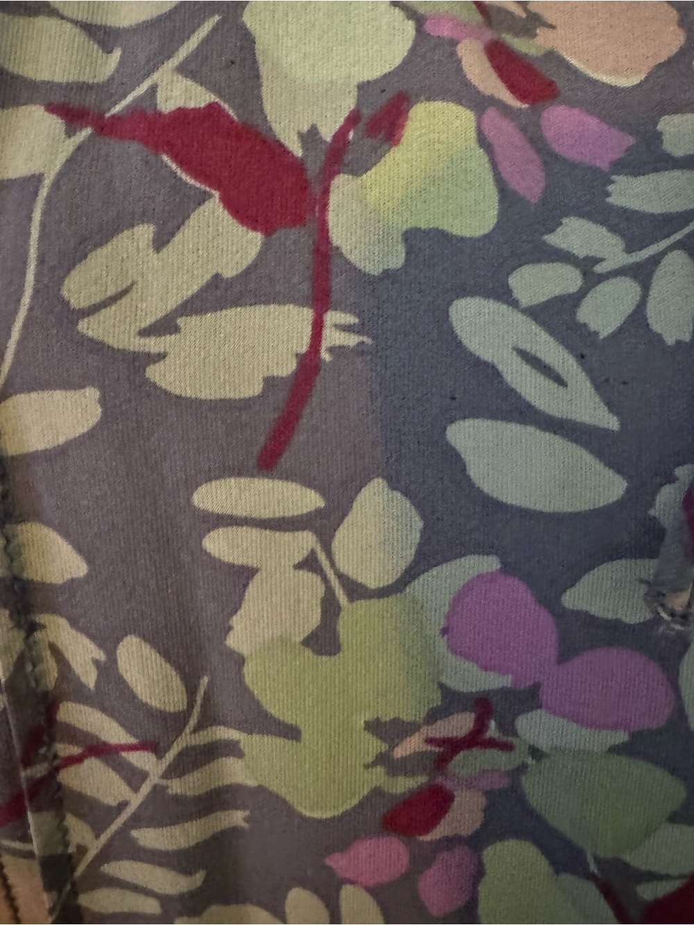 GAP Floral Print Silk Dress in Gray, Green & Purple